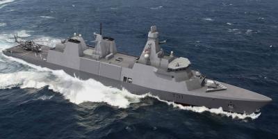 When will the first Royal Navy Type 31 frigate enter service?