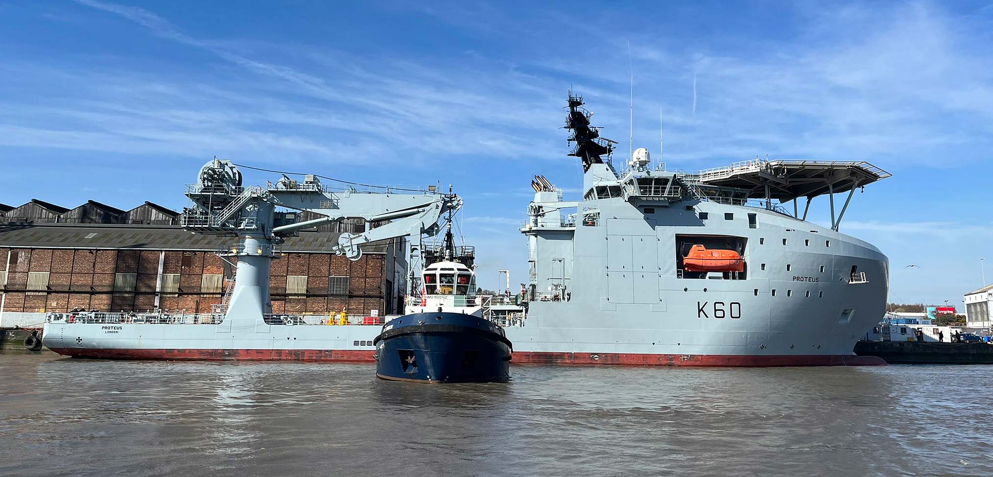 First images of new Multi Role Ocean Support ship (MROS) renamed RFA Proteus